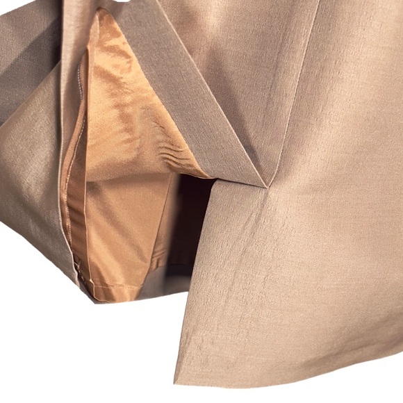 BARNEYS NEW YORK Beige Nude Italian Silk Wool Sheath Classy Dress Pockets 10 - Picture 8 of 10